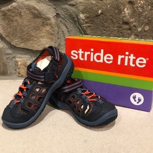 NIB Marlin Navy Orange Stride Rite sandals boys 10